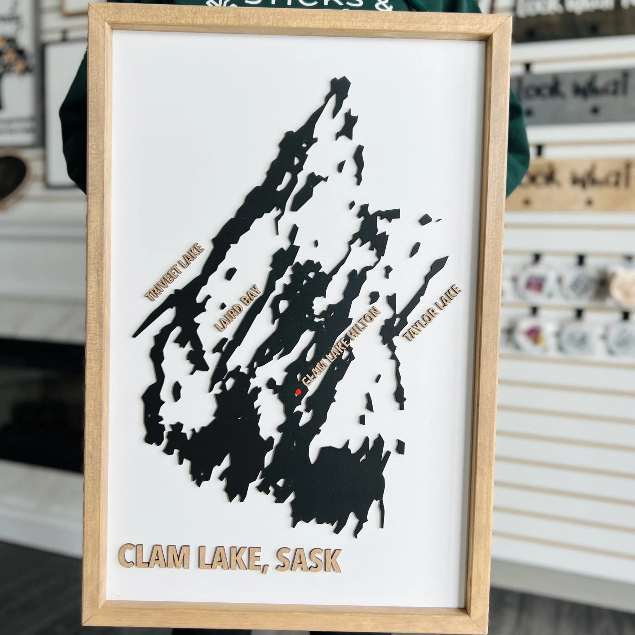 Custom Silhouette Lake Map Sign - Image 15